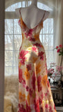 Colorful Printed V-Neck Chiffon Mermaid Prom Dress HZ1022