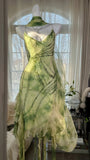 Fresh Rendering Green Beaded Chiffon Irregular Skirt Prom Dress HZ1022