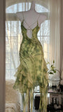 Fresh Rendering Green Beaded Chiffon Irregular Skirt Prom Dress HZ1022