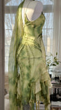 Fresh Rendering Green Beaded Chiffon Irregular Skirt Prom Dress HZ1022