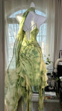 Fresh Rendering Green Beaded Chiffon Irregular Skirt Prom Dress HZ1022