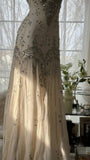Vintage White Beaded Chiffon Mermaid Prom Dress HZ1022