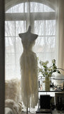 Fairy-like Tube Top With Heart-shaped Collar And Beaded Wood Ear Curled Skirt Chiffon Prom Dress HZ1022