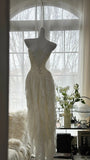 Fairy-like Tube Top With Heart-shaped Collar And Beaded Wood Ear Curled Skirt Chiffon Prom Dress HZ1022