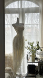 Fairy-like Tube Top With Heart-shaped Collar And Beaded Wood Ear Curled Skirt Chiffon Prom Dress HZ1022