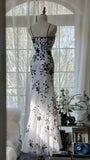 Vintage Bamboo Shadow Beaded Strap Chiffon Evening Gown Prom Dress HZ1022