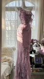 Pink Gradient Pink Fairy Beaded Chiffon Mermaid Evening Dress Prom Dress HZ1022