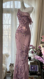 Pink Gradient Pink Fairy Beaded Chiffon Mermaid Evening Dress Prom Dress HZ1022