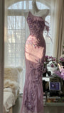 Pink Gradient Pink Fairy Beaded Chiffon Mermaid Evening Dress Prom Dress HZ1022