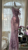 Pink Gradient Pink Fairy Beaded Chiffon Mermaid Evening Dress Prom Dress HZ1022