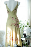 Fresh Green Floral Beaded Knotted Chiffon Prom Dress HZ1022