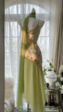 Flowing Grass Green Beaded Chiffon Irregular Hem Prom Dress HZ1022