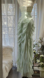 Elegant Clear Green Shoulder Strap Ruffled Beaded Chiffon Prom Dress HZ1022