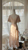 Elegant Pink V-neck Short-sleeved Chiffon Flowing Prom Dress HZ1022