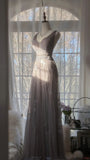 Stunning Purple Lace Tulle Backless Long Prom Dress HZ1022