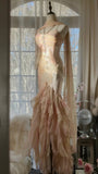 Beautiful Pink Strap Chiffon Irregular Skirt Long Prom Dress HZ1022