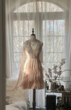 Cute Pink Halterneck Backless Beaded Chiffon Short Prom Dress HZ1022