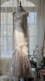 Elegant Pink Chiffon Lotus Beaded Mermaid Long Prom Dress HZ1022