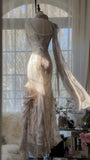 Elegant Pink Chiffon Lotus Beaded Mermaid Long Prom Dress HZ1022