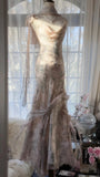 Elegant Pink Chiffon Lotus Beaded Mermaid Long Prom Dress HZ1022