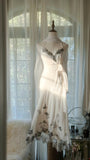 Sexy White Halter Neck Chiffon Lace Trim Prom Dress HZ1022
