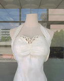 Elegant White Halter Simple Mermaid Long Prom Dress HZ1022