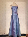 Flowing Bluish Purple Laser Long Prom Dress HZ1022