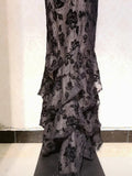 Sexy Black Tulle Rose Strap Mermaid Long Prom Dress HZ1022