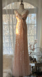 Shiny Princess Pink V-neck Sequined Backless Mermaid Long Prom Dress HZ1022