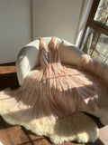 Shiny Princess Pink V-neck Sequined Backless Mermaid Long Prom Dress HZ1022