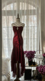 Stunning Burgundy Strapless Chiffon Mermaid Long Prom Dress HZ1022