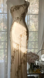 Elegant Champagne One Shoulder Beaded Chiffon Long Prom Dress HZ1022