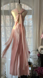 Elegant Pink Chiffon V-Neck Simple Long Prom Dress HZ1022