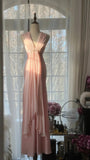 Elegant Pink Chiffon V-Neck Simple Long Prom Dress HZ1022