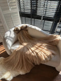 Shiny Vintage Beaded Chiffon Gold Long Prom Dress HZ1022