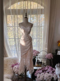 Cute Pink Lace Strap Mermaid Prom Dress HZ1022
