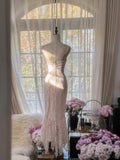 Cute Pink Lace Strap Mermaid Prom Dress HZ1022
