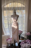 Cute Pink Lace Strap Mermaid Prom Dress HZ1022