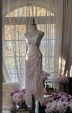 Cute Pink Lace Strap Mermaid Prom Dress HZ1022