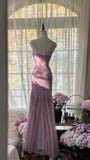 Charming Purple Chiffon Beaded Mermaid Long Prom Dress HZ1022