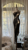 Elegant Black One Shoulder Chiffon Beaded Bias Skirt Mermaid Prom Dress HZ1022