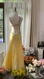 Vintage Yellow Backless Beaded Chiffon Long Prom Dress HZ1022