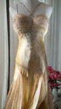 Retro Palace Gold Print Irregular Skirt Mermaid Long Prom Dress HZ1022