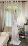 Elegant And Simple White Satin Open Back Prom Dress With Train HZ1022