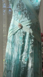Stunning Blue Backless Beaded Chiffon Mermaid Maxi Prom Dress HZ1022