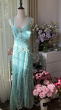 Stunning Blue Backless Beaded Chiffon Mermaid Maxi Prom Dress HZ1022
