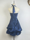 Vintage Dark Green Halter Neck Floral Mini Homecoming Dress HZ1022