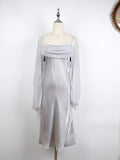 Simple And Elegant Gray Laser Material Homecoming Dress HZ1022