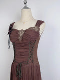 Vintage Brown 3D Flower Braided Homecoming Dress HZ1022