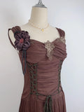 Vintage Brown 3D Flower Braided Homecoming Dress HZ1022